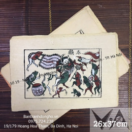 Tranh Đông Hồ Cóc Múa Lân